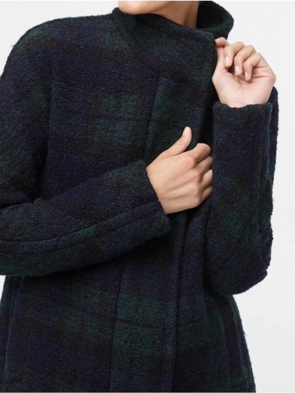J.Crew Factory Women's Bouclé City Pea Coat in Black Watch Plaid Size 4